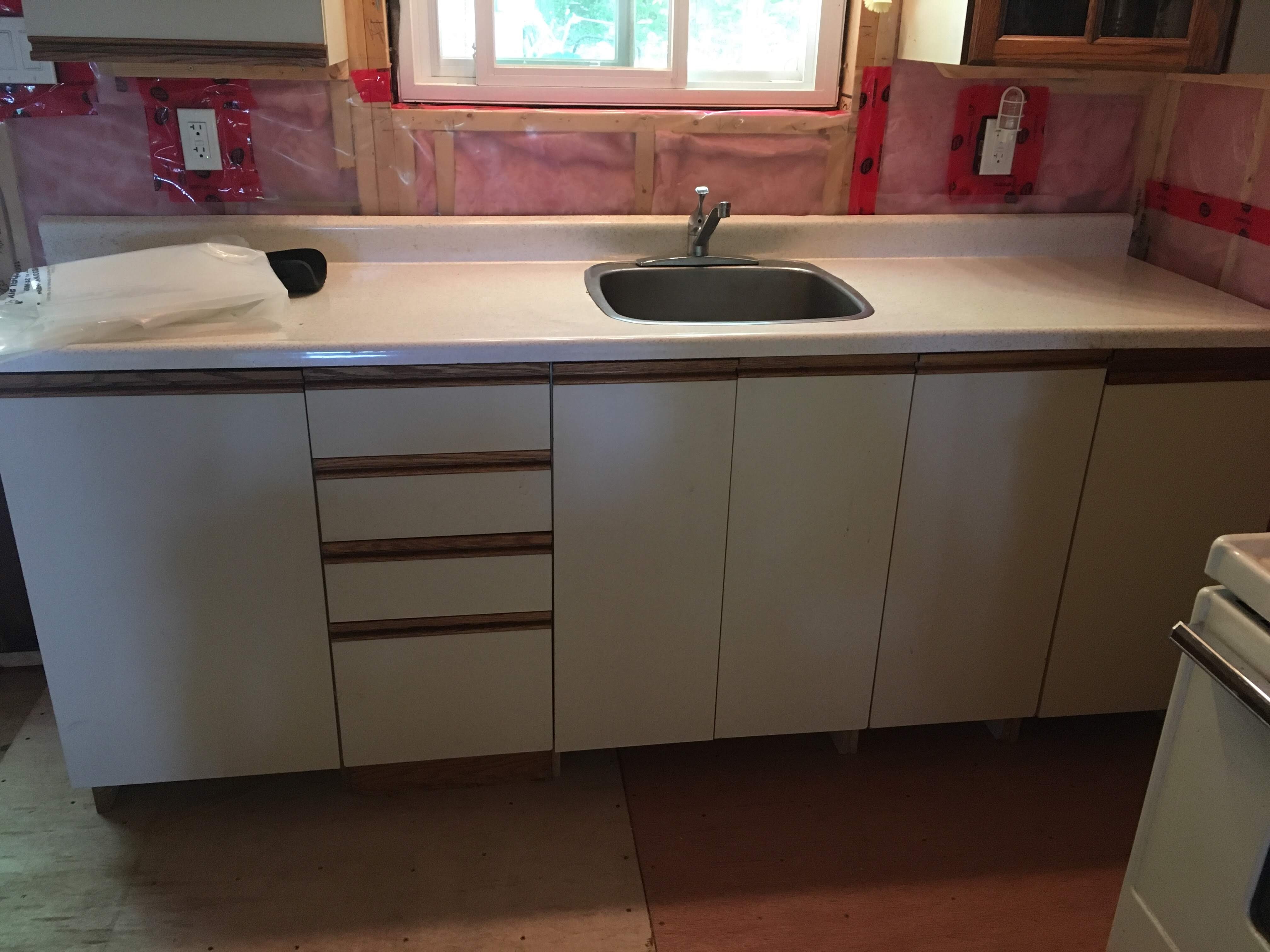 Bank of lower kitchen cabinets